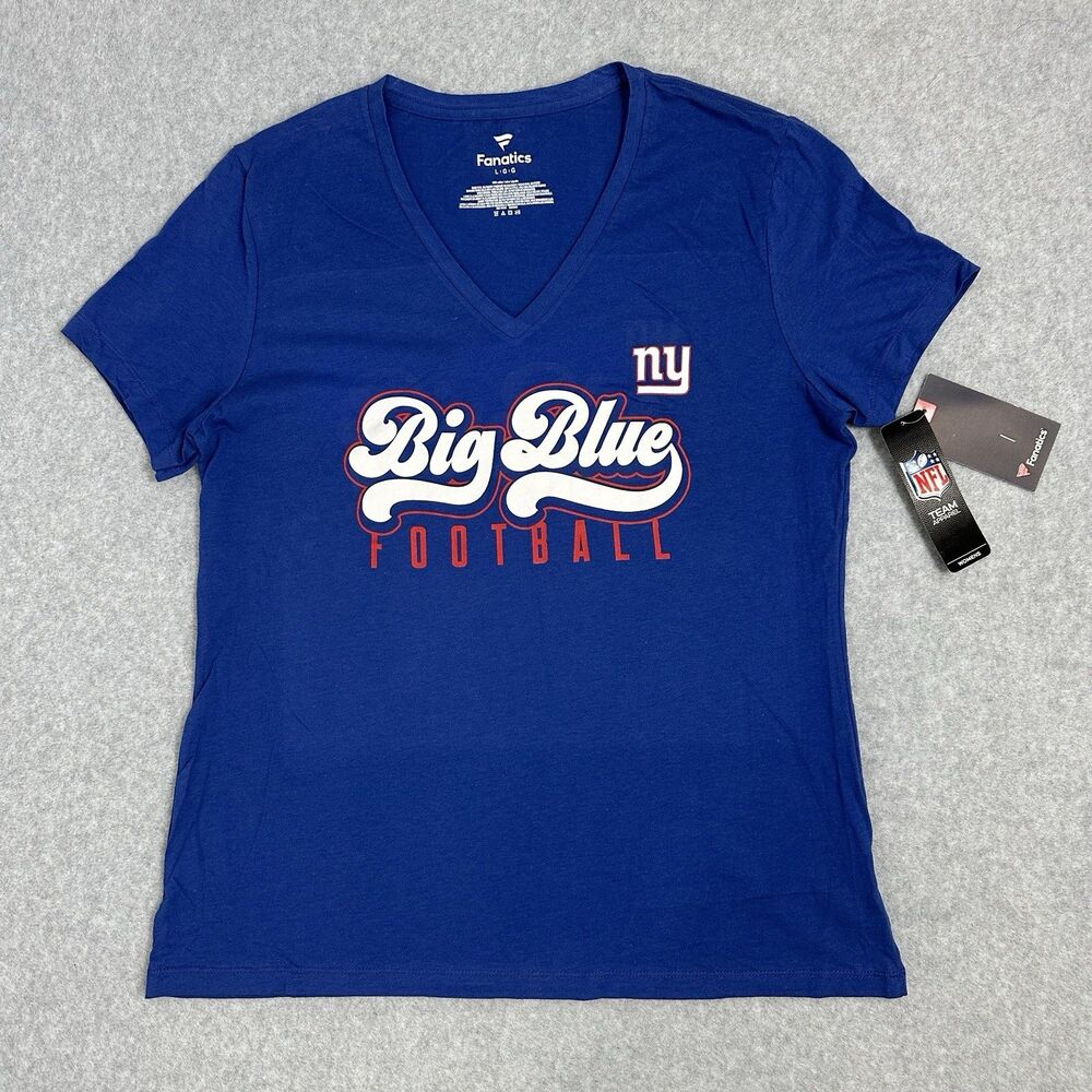 New York Giants NFL Women's Fanatics Royal Shine Time V-Neck T'shirt Size L/G